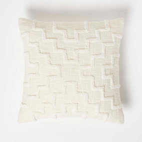 Homescapes Geometric Natural Tufted Cotton Cushion 45 x 45 cm