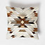Homescapes Geometric Star Brown & Cream Leather Cushion 45 x 45 cm