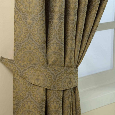 Homescapes Gold Damask Jacquard Curtain Tie Back Pair | DIY At B&Q