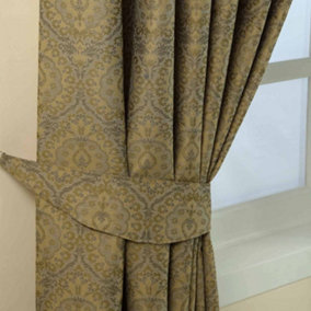 Homescapes Gold Damask Jacquard Curtain Tie Back Pair