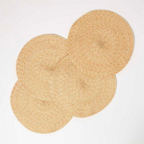 Homescapes Gold Handwoven Round Placemats Set of 4