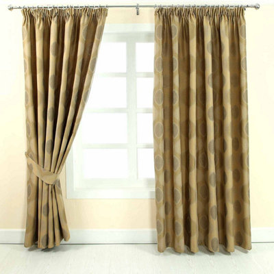 Homescapes Gold Jacquard Curtain Modern Curve Design Fully Lined - 90 ...