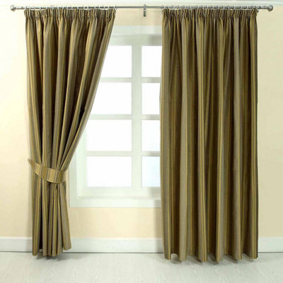 Homescapes Gold Jacquard Curtain Modern Striped Design Fully Lined - 66 ...
