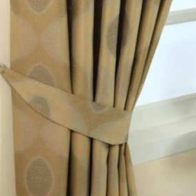 Homescapes Gold Modern Curve Jacquard Curtain Tie Back Pair
