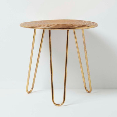 Homescapes Gold Side Table on Hairpin Legs 48 cm Tall DIY at B Q
