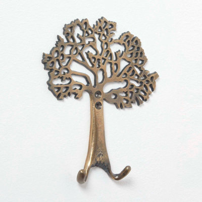 Homescapes Gold Tree of Life Wall Mounted Coat Hook