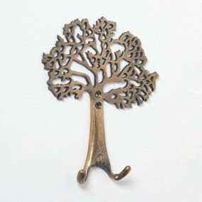 Homescapes Gold Tree of Life Wall Mounted Coat Hook