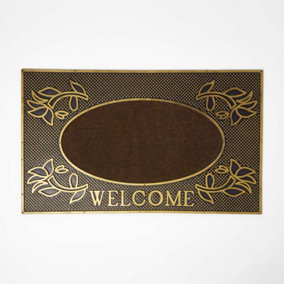Homescapes Gold 'Welcome' Door Mat, 75 x 45 cm