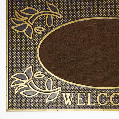 Homescapes Gold 'Welcome' Door Mat, 75 x 45 cm