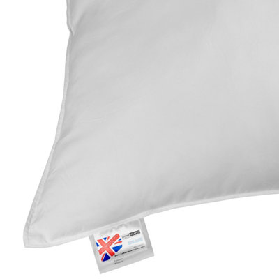 HOMESCAPES Duck Feather & Down Euro Continental Pillow Pair - 40cm x 80cm (16x32) Natural Hypo-Allergic European Cushions Medium - Soft Support 100% Cotton Housing