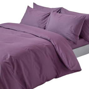 Homescapes Grape Egyptian Cotton Duvet Cover with Pillowcases 200 TC, Super King