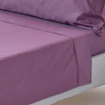 Homescapes Grape Egyptian Cotton Flat Sheet 200 TC, Double