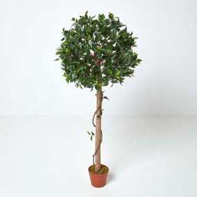 Homescapes Green 4ft Ficus Topiary Artificial Tree with Pot, 125 cm