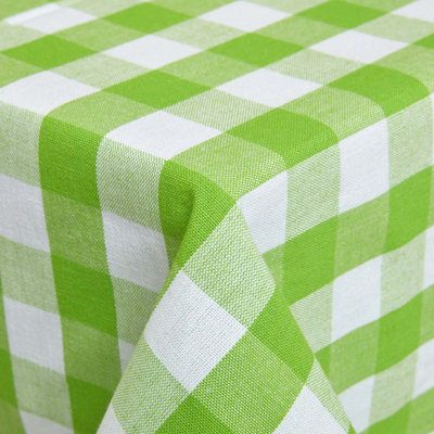 Homescapes Green Block Check Cotton Gingham Tablecloth, 137 x 137 cm