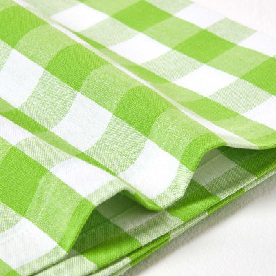 Homescapes Green Block Check Cotton Gingham Tablecloth, 137 x 137 cm