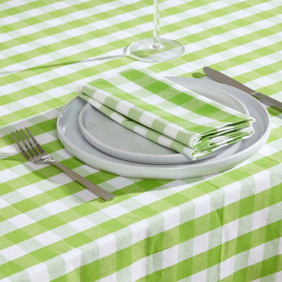 Homescapes - Block Check - Arancione - 54 x 54 pollici Tovaglia - Arancione Bianco Check - 100% tessuta mano cotone - Lavabile in lavatrice a 60 ° C