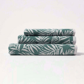 Homescapes Green Botanical Pattern 100% Cotton Hand Towel