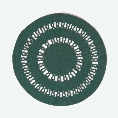 Homescapes Green Crochet Braided Rug 90cm Round