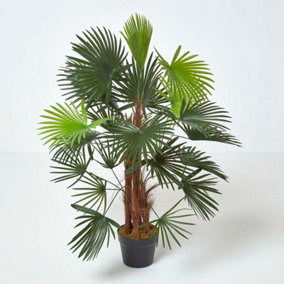 Homescapes Green 'Lady Palm' Tree Artificial Rhapis Plant with Pot, 90 cm