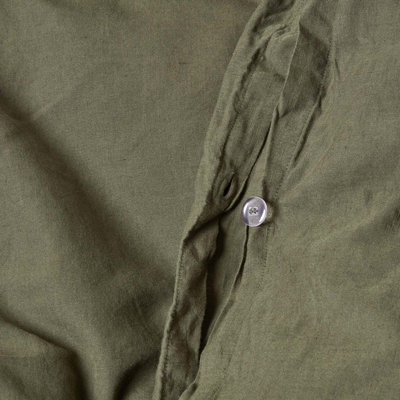 Homescapes Green Linen Cot Bed Duvet Cover Set 120 x 150 cm