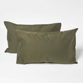 Homescapes Green Linen Kid's Pillowcases 60 x 40 cm, Pack of 2