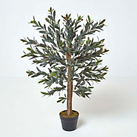 Homescapes Green Olive Tree Artificial Plant with Pot, 90 cm