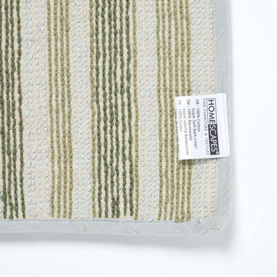 Homescapes Green Stripe Cotton Bath Mat