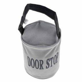 Homescapes Grey and Black Filled Fabric Door Stop with Handle