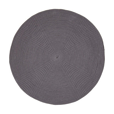 Homescapes Grey and Black Handmade Woven Spiral Braided Rug, 120 cm Round
