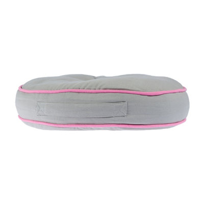 Homescapes Grey and Pink Round Floor Cushion
