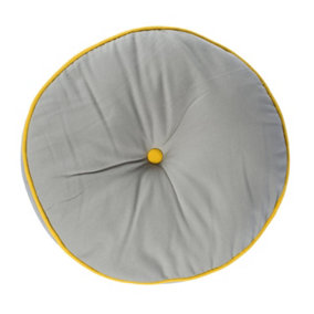 Homescapes Grey and Yellow Round Floor Cushion