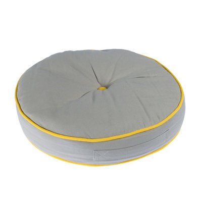 Homescapes Grey and Yellow Round Floor Cushion