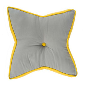 Homescapes Grey and Yellow Star Floor Cushion