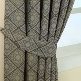 Homescapes Grey Aztec Jacquard Curtain Tie Back Pair