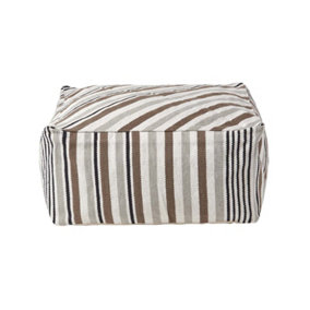 Homescapes Grey, Black and White Stripe Beanbag Cube Pouffe Large 60 x 60 x 30 cm