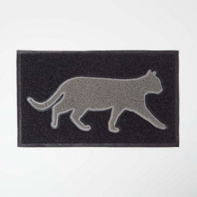 Homescapes Grey Cat Silhouette Recycled Rubber Doormat