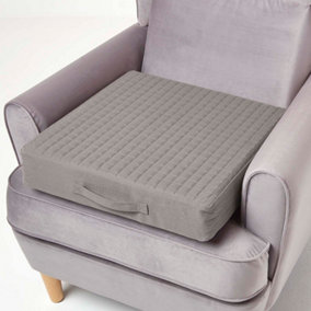 Homescapes Grey Cotton Orthopaedic Foam Armchair Booster Cushion