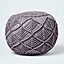 Homescapes Grey Crochet Knitted Pouffe 40 x 50 cm