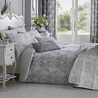 Homescapes Grey French Toile Patterned Duvet Cover Set, Double