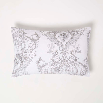 Homescapes Grey French Toile Patterned Rectangular Cushion, 50 x 30 cm