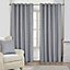 Homescapes Grey Geometric Jacquard Blackout Eyelet Curtain Pair, 46 x 72"