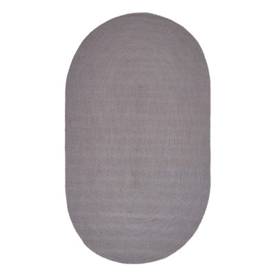 Homescapes Grey Handmade Woven Braided Oval Rug, 110 x 170 cm