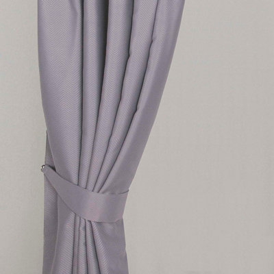 Homescapes Grey Herringbone Chevron Curtain Tie Back Pair