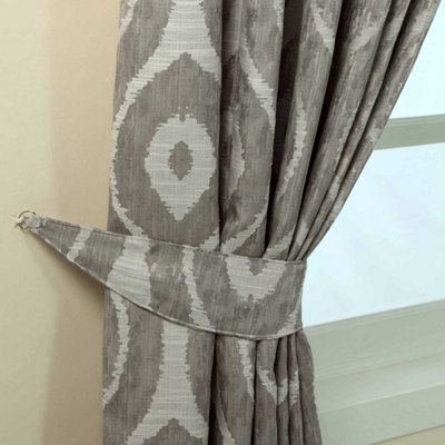 Homescapes Grey Ikat Jacquard Curtain Tie Back Pair DIY at B&Q