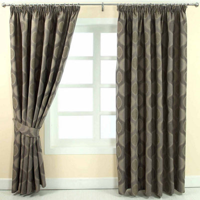 Homescapes Grey Jacquard Curtain Modern Curve Design Fully Lined - 46 ...