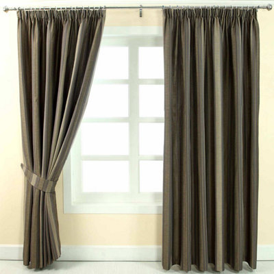 Homescapes Grey Jacquard Curtain Modern Striped Design Fully Lined - 90 ...