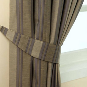 Homescapes Grey Modern Stripe Jacquard Curtain Tie Back Pair