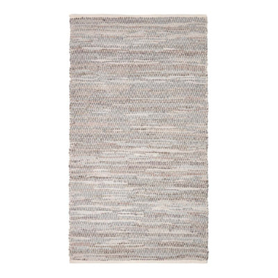 Homescapes Grey Real Leather Handwoven Diamond Pattern Rug, 150 x 240 cm
