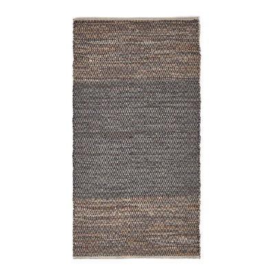 Homescapes Grey Recycled Leather Handwoven Herringbone Rug, 150 x 240 cm