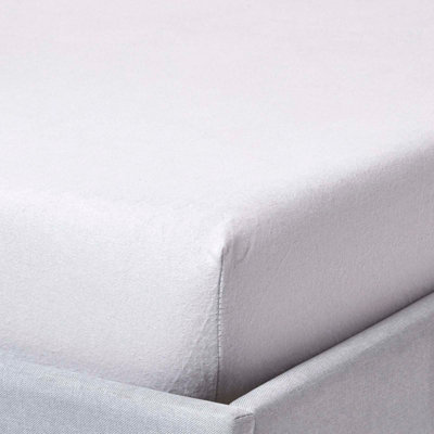 Homescapes Grey Soft Portuguese Brushed Cotton Extra Deep Fitted Sheet